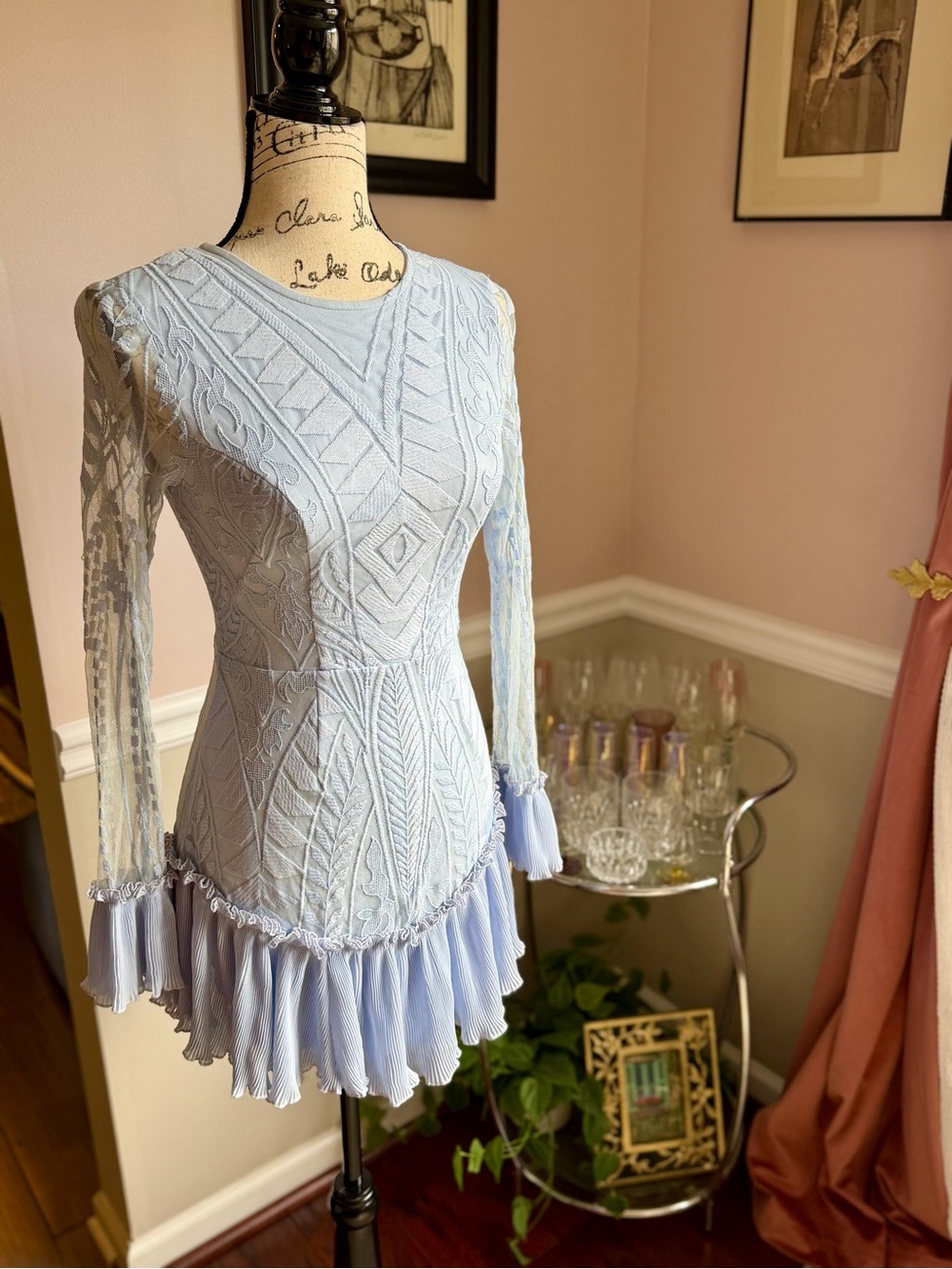 Angel Biba Baby Blue Lace Mini Dress XS Romantic Fairycore